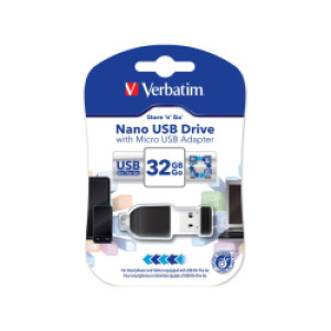 USB Stik  32GB + OTG microUSB adapter,  USB2.0 Nano Store'n'Go 